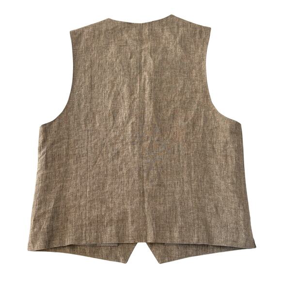 Joseph Abboud Linen Vest Mens Size M Light Brown Classic Waistcoat 5 Button - Picture 2 of 5